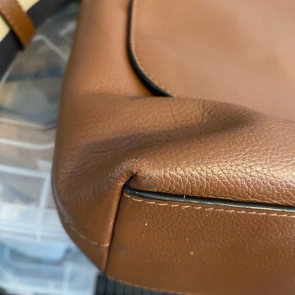 COACH Flap Bag, Medium, Canvas Strap, Silver Hardware, Brown Soft Leather - Picture 14 of 16